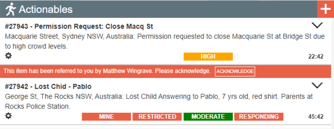 Actionables Screenshot